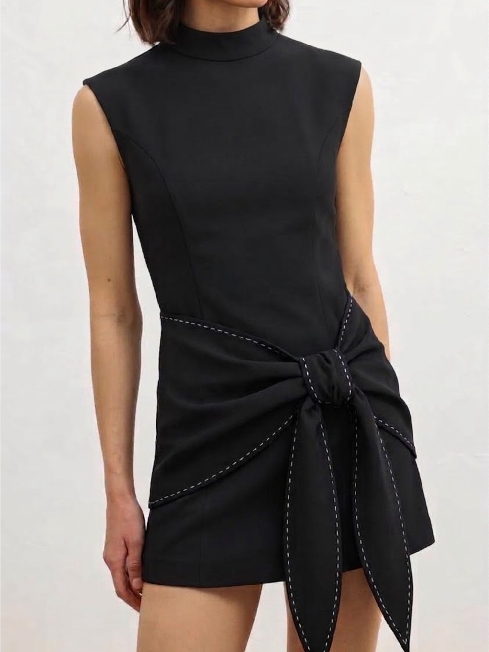 Zara NWT Viral Short Topstitch Tie Romper Skort Dress in a size XS